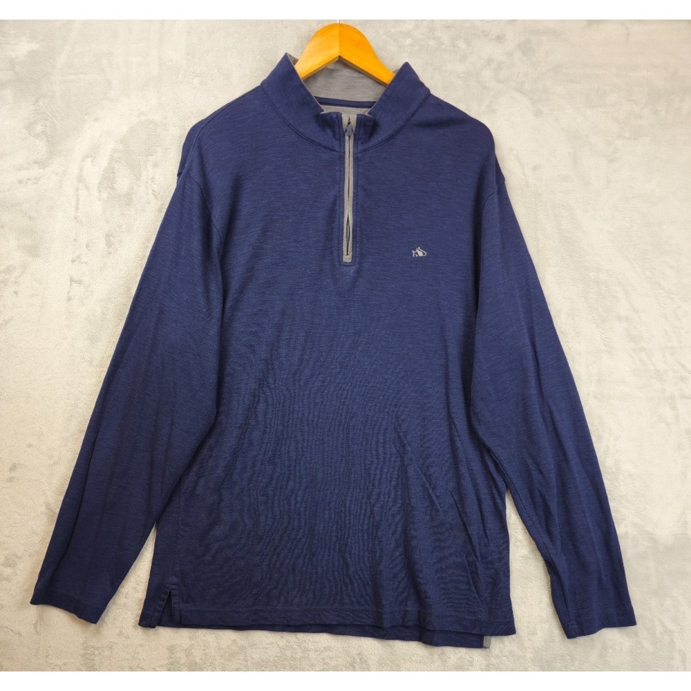 Fish Hippie 1/4 Zip Shirt Mens Size XL Long Sleeve Knit Logo Navy